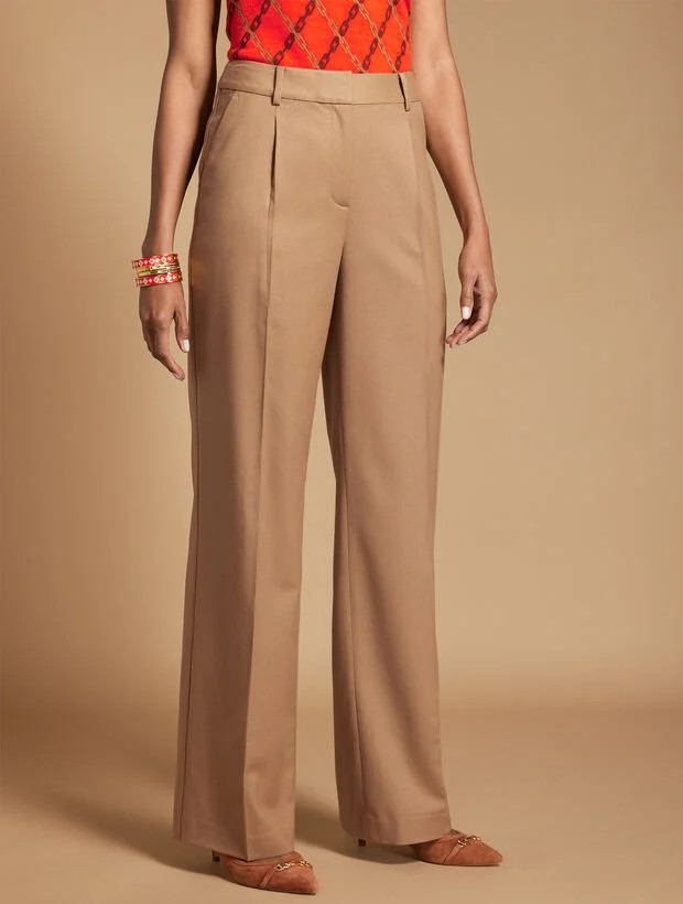 Luxe Italian Stretch Flannel Wide Leg Pants | Talbots