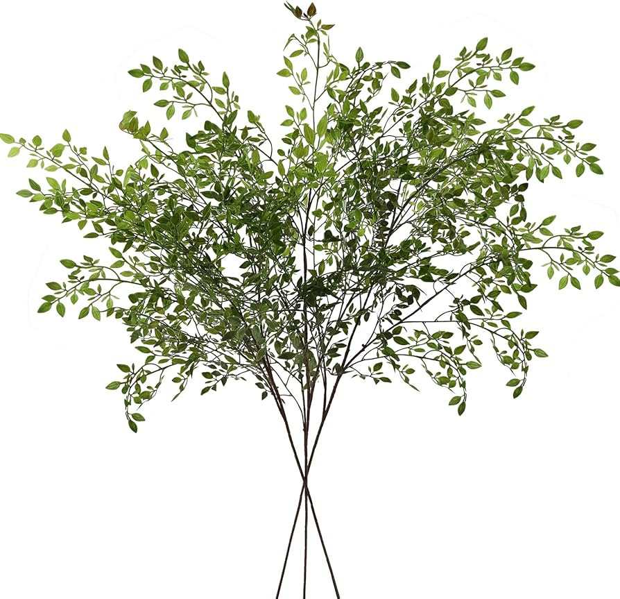 3Pcs Artificial Plant Leaves 43.3 Inch Nandina Faux Greenery Branch, Artificial Plastic Plant Flo... | Amazon (US)