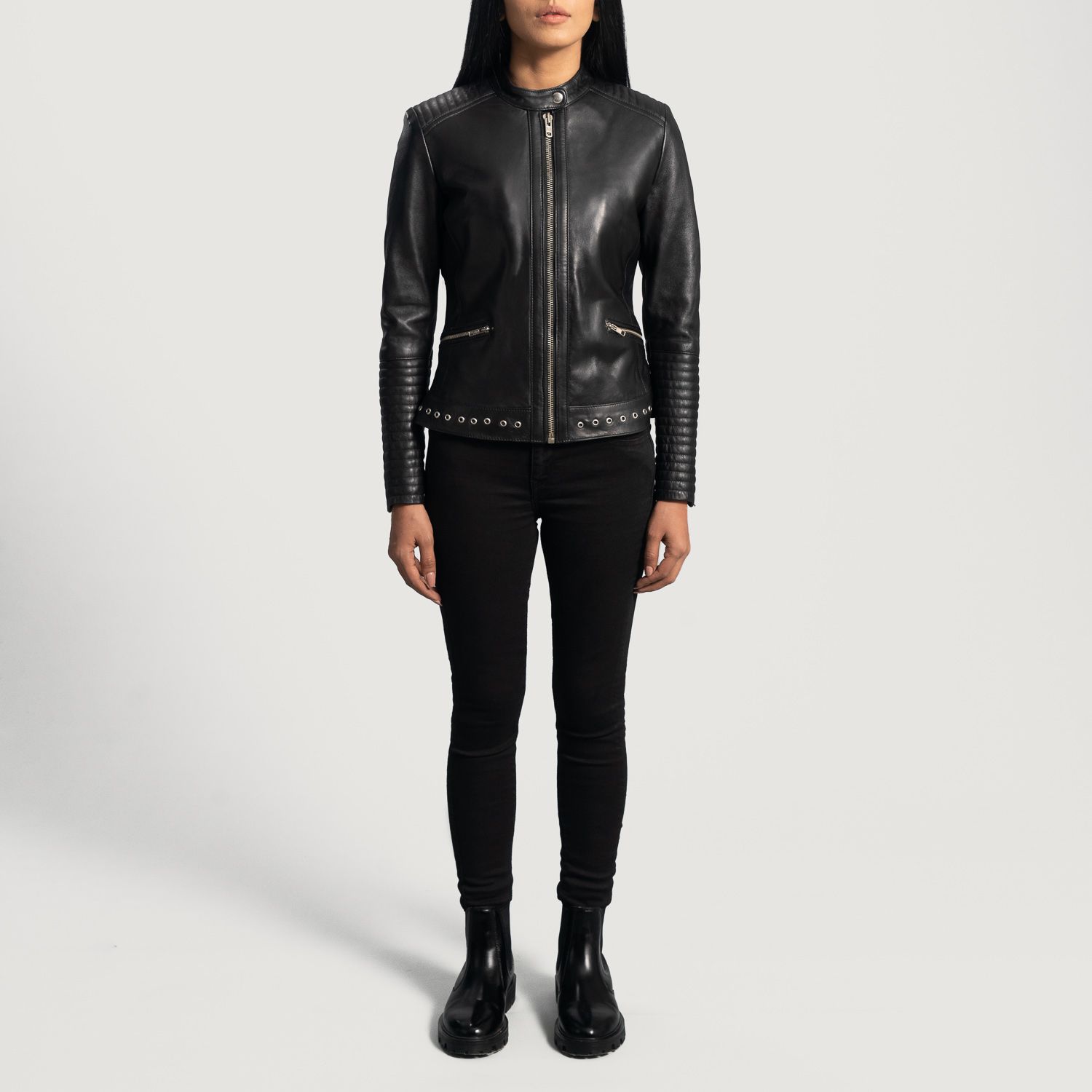Haley Ray Black Leather Biker Jacket | The Jacket Maker