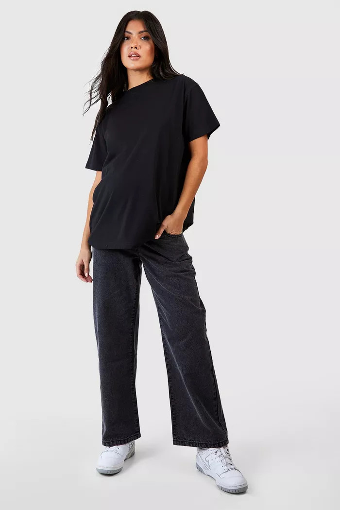 Maternity Over Bump Boyfriend Jeans | boohoo (US & Canada)