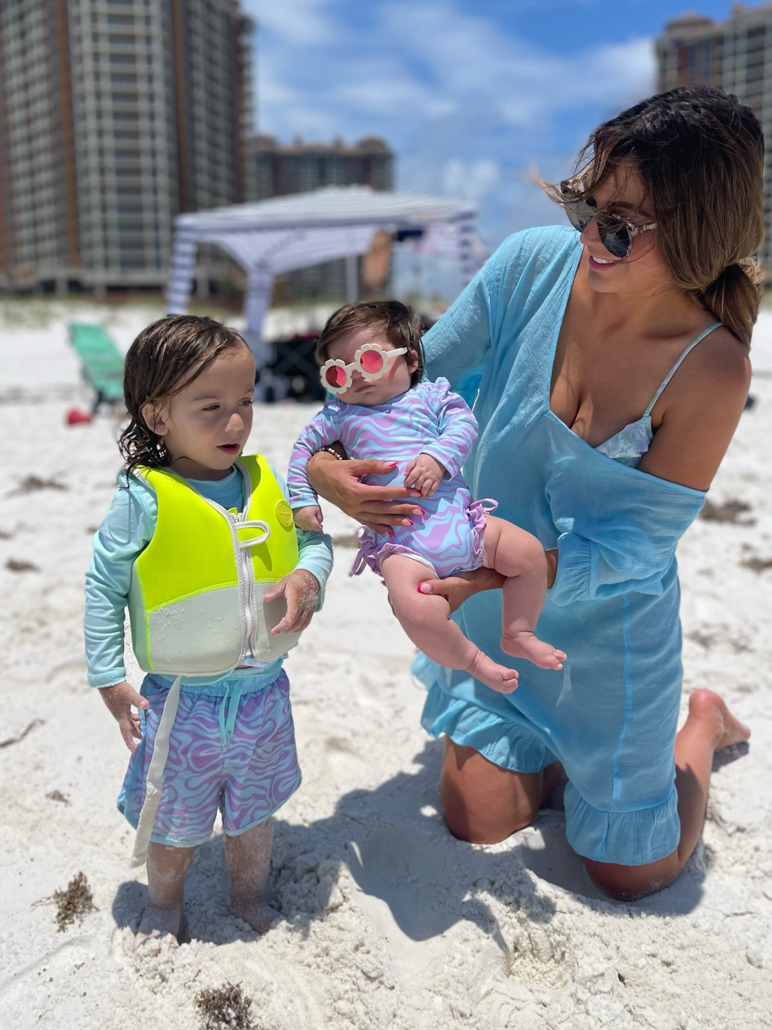 Beach must haves / toddler beach / kid beach / baby beach / family matching swim / swimwear / vacay/ vacation /life vest 