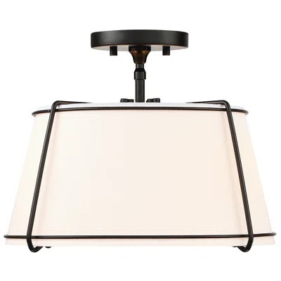 2-light 15"w White Fabric Semi Flush Mount | Wayfair North America