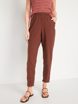 High-Waisted Cropped Linen Pants for Women | Old Navy (US)