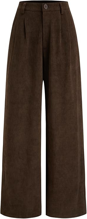 CIDER Womens Wide Leg Corduroy Pants Middle Waist Casual Stylish Trousers | Amazon (US)