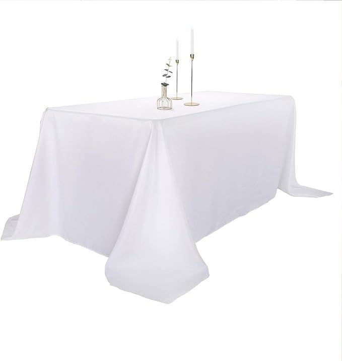 Ascoza 2pack 90x132 Inch White Rectangular Tablecloth 8 Feet Table Cloth in Polyester Fabric for ... | Amazon (US)