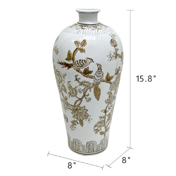 Brown Floral Ceramic Vase, 16" | At Home