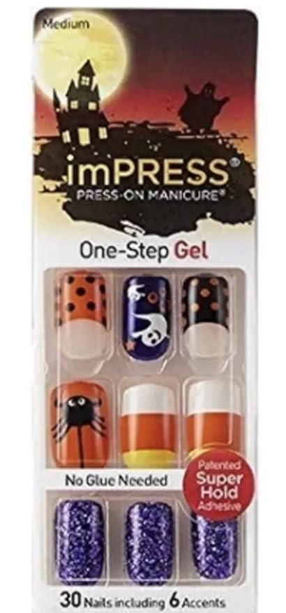 Impress Press-on Manicure Halloween Edition Medium Length, Square Shape Nails - Malice | Amazon (US)