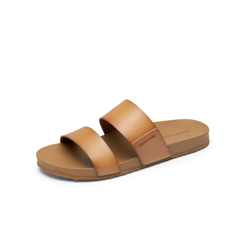 DREAM PAIRS Women's Open Toe Slides Sandals Comfortable Arch Support Footbed Two Strap Slip-on Fashion Casual Beach Vacation Lightweight Flat Sandals Summer for Women,Size 10,Natural,SDSS26003W | Amazon (US)
