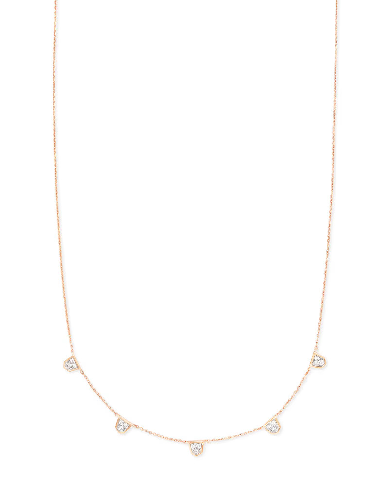 Shannon 14k Rose Gold Collar Necklace in White Diamond | Kendra Scott