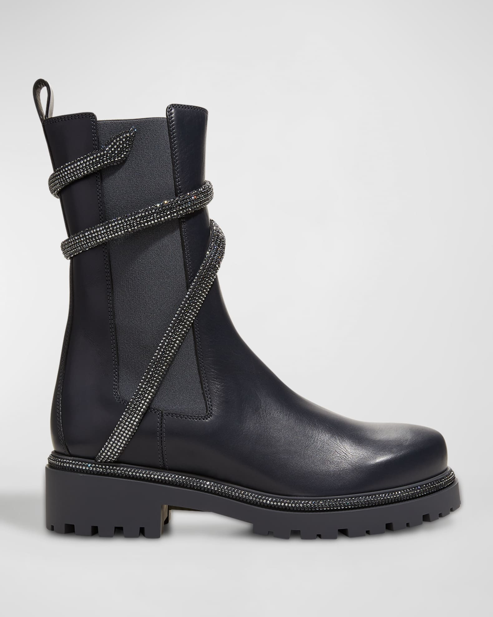 Rene Caovilla Calfskin Snake-Wrap Chelsea Boots | Neiman Marcus