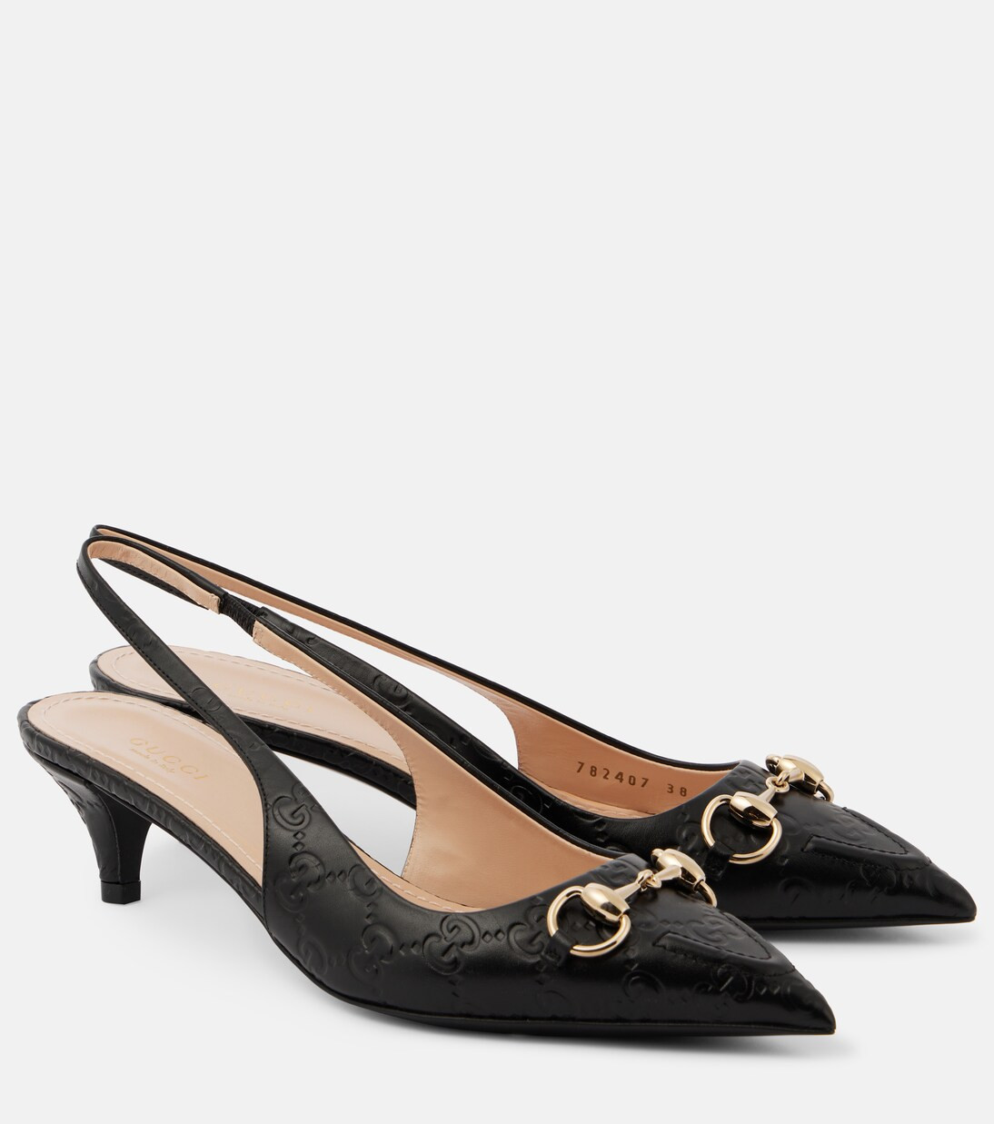 Horsebit GG 45 leather slingback pumps | Mytheresa (UK)