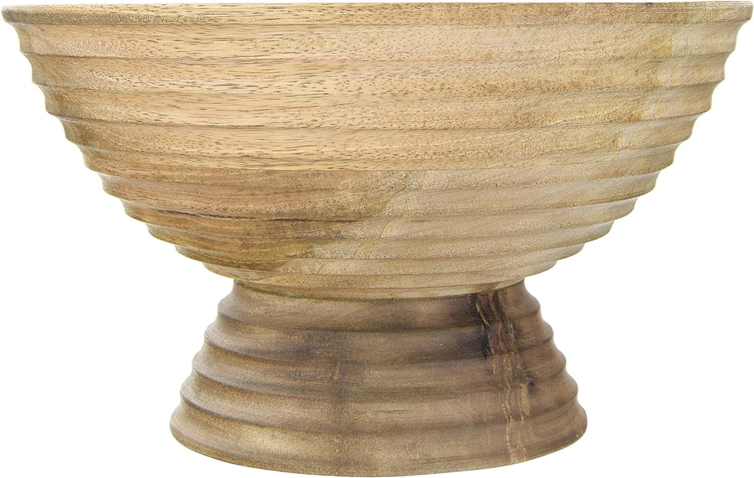 Creative Co-Op DF2440 Ridged Mango Wood Footed Bowl, Brown, 5 quarts, Large | Amazon (CA)