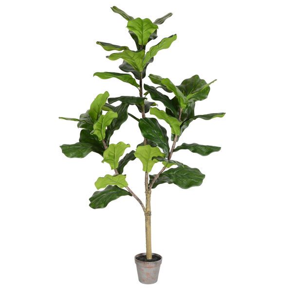 Green 4-Feet Potted Fiddle Tree with 39 Leaves | Bellacor