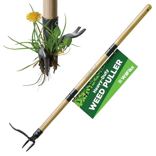 Weed Puller Tool, Stand Up Heavy Duty Weed Remover Tool, Foot Platform Design - Wooden 41 Inches Long Handle - 4 Claw Steel Head Weeder Tool, Garden Hand Weeding Tool Smoothly Remove Weeds | Amazon (US)