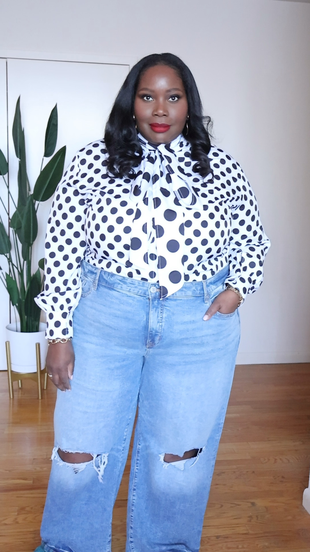 Found this super cute polka dot top . It goes up to a size 4X. 

#LTKOver40 #LTKPlusSize #LTKMidsize