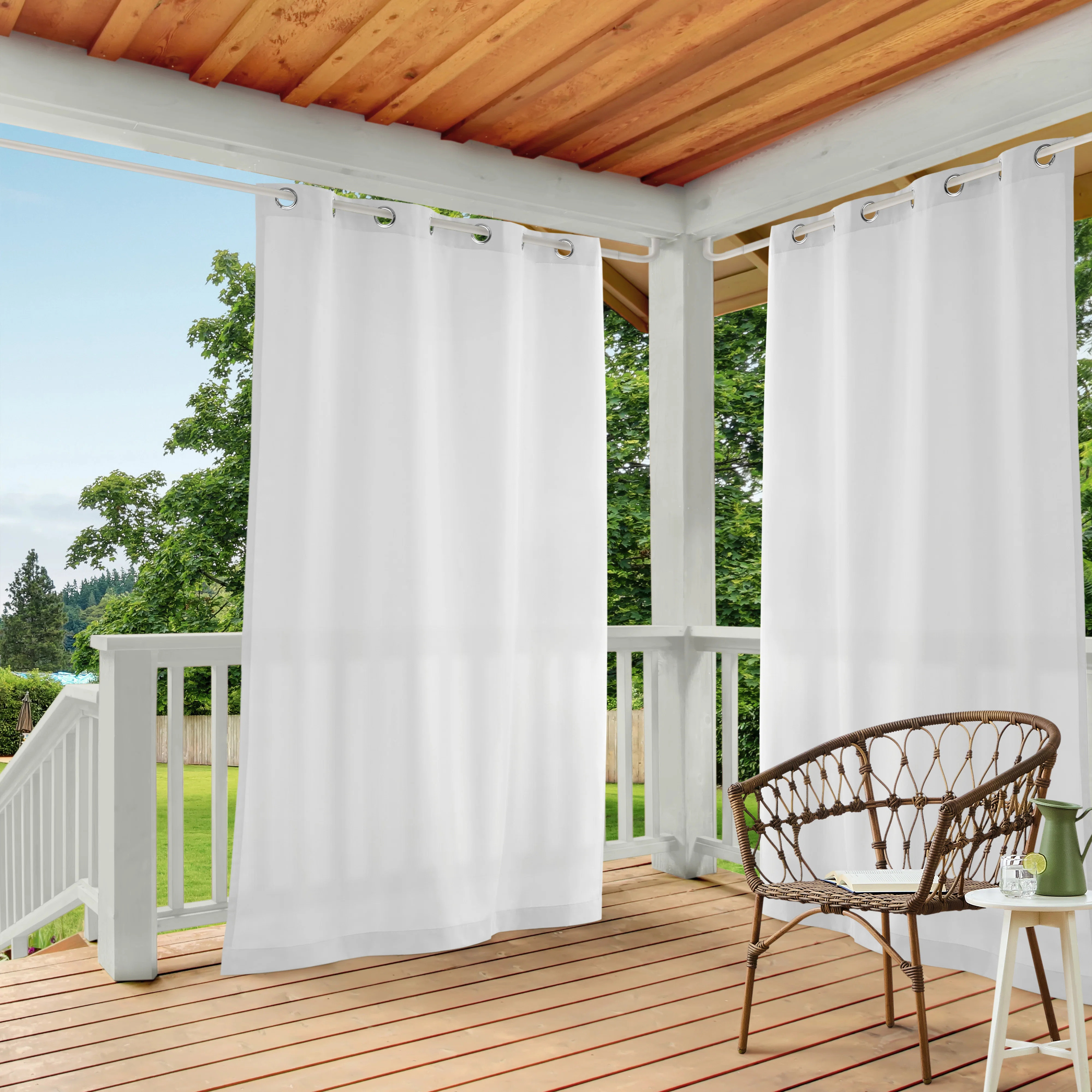 TOWN & COUNTRY BASICS Cabana Solid Indoor Outdoor Light Filtering Grommet Top Curtains 2-Pack Set... | Wayfair North America