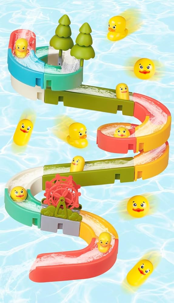 38 PCS Duck Slide Toys, Bath Toys for Kids Ages 4-8, DIY Building Kit for Ages 5-7, Bathtub Time ... | Amazon (US)