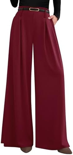 PRETTYGARDEN Womens Fall Wide Leg Trousers 2025 High Elastic Waist Loose Pleated Long Flowy Palaz... | Amazon (US)