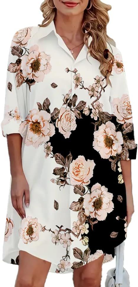 atavant Casual Button Down Shirts for Women, Long Sleeve Dress for Women, Fall Blouse for Women w... | Amazon (US)