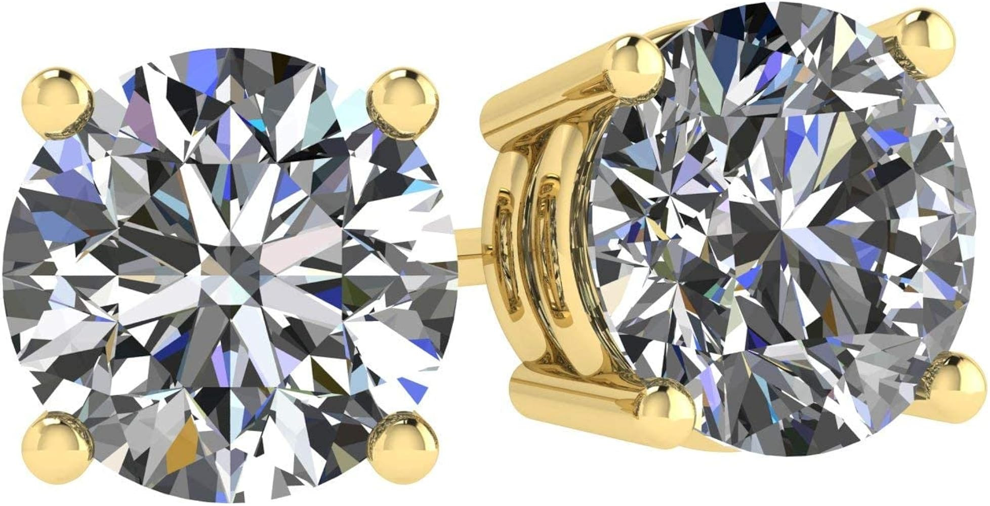 14K Solid Gold Post & Sterling Silver 4 Prong Pure Brilliance Zirconia CZ Stud Earrings 1.00ctw - 8. | Amazon (US)