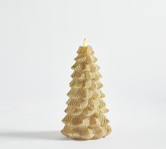 Premium Flickering Flameless Tree Candle - Gold | Pottery Barn (US)