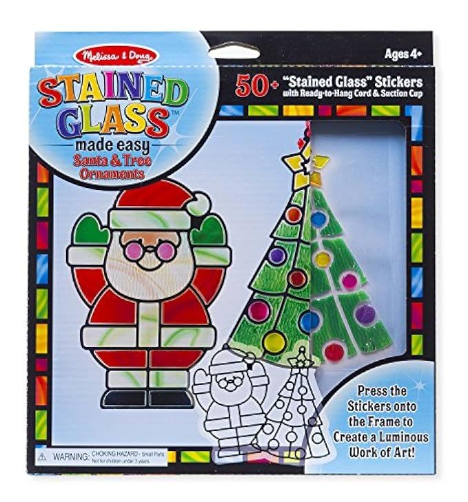 Melissa & Doug Stained Glass Made Easy Craft Kit - Santa and Tree Ornaments | Amazon (US)