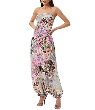 AFRM Vesper Animal and Floral Printed Versatile Scarf Top and Coordinating Balloon Pant Set - XL | Dillard's