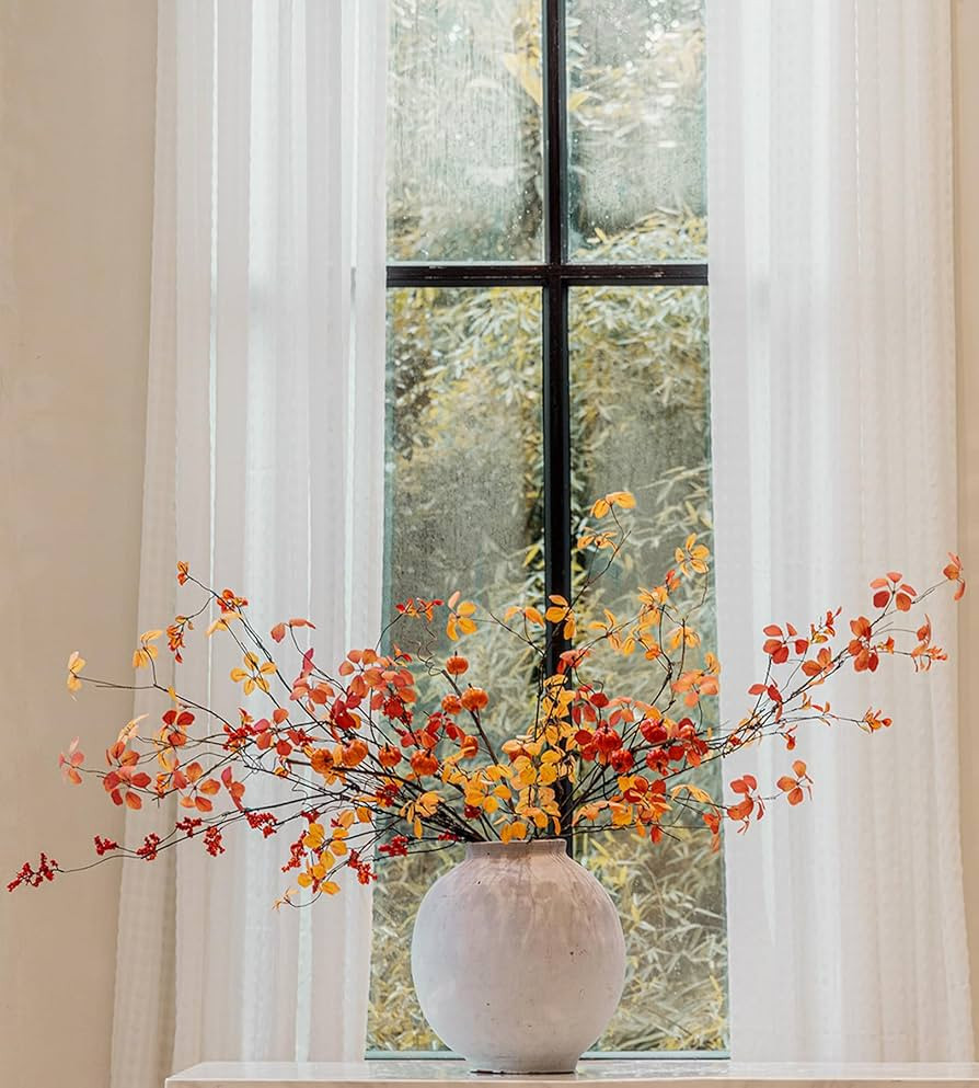 MISSPIN 14 Pack 45 inch Artificial Fall Berry Stems, Orange Pumpkin Picks Fall Branches for Vases... | Amazon (US)