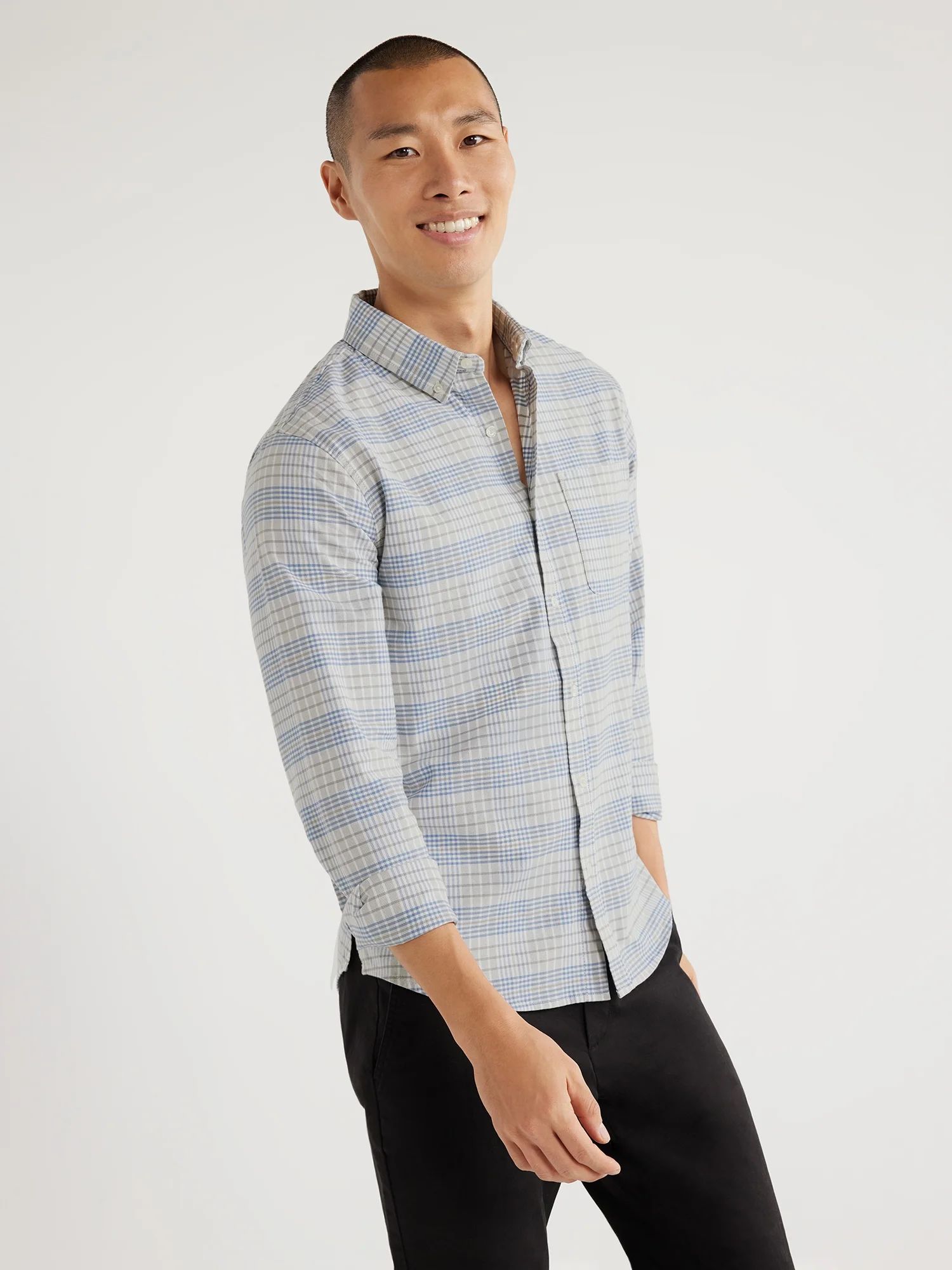Free Assembly Men's Oxford Shirt with Long Sleeves, Sizes S-3XL | Walmart (US)