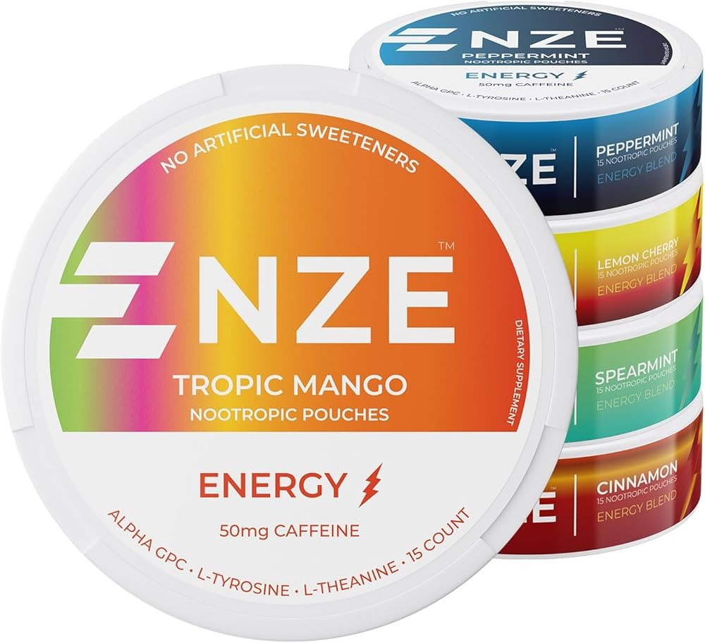 NZE Caffeine Nootropic Pouches (Variety Pack) - Energy Pouches with 50mg Caffeine, Alpha GPC, L-T... | Amazon (US)