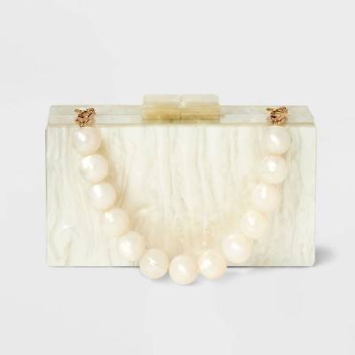 Pearlized Minaudiere Clutch - A New Day™ Cream: Acrylic Hardside Handbag with Removable Strap | Target