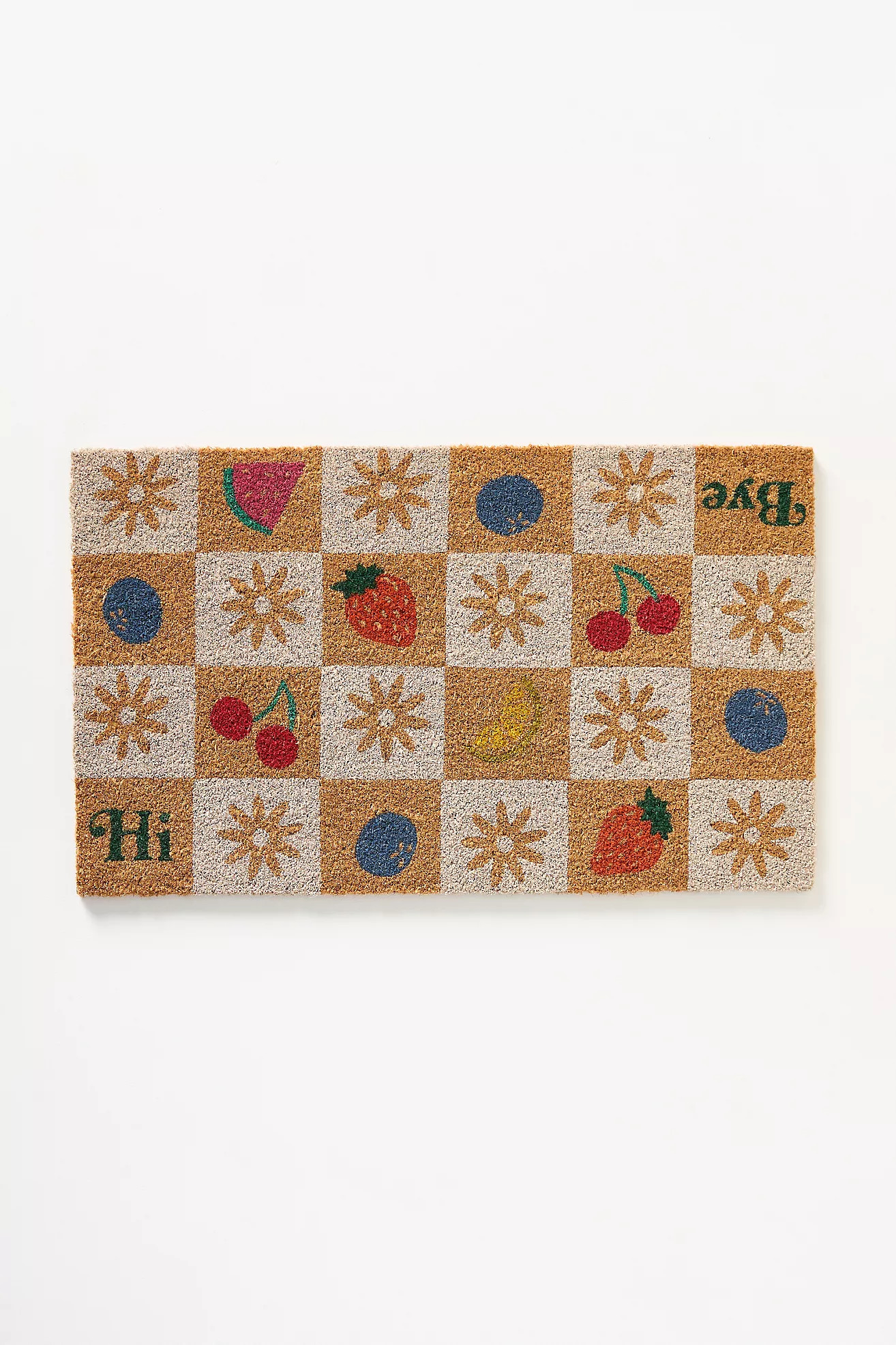 Checkered Fruit Coir Printed Doormat | Anthropologie (US)