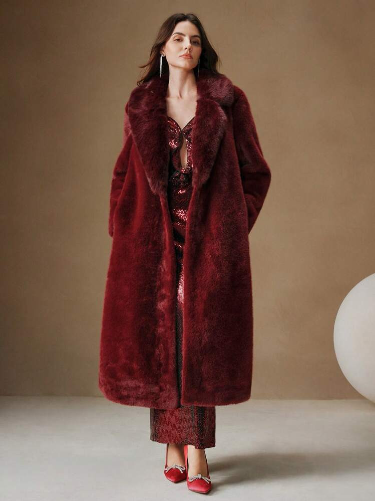 Anewsta Luxury Oversized Fluffy Long Coat | SHEIN