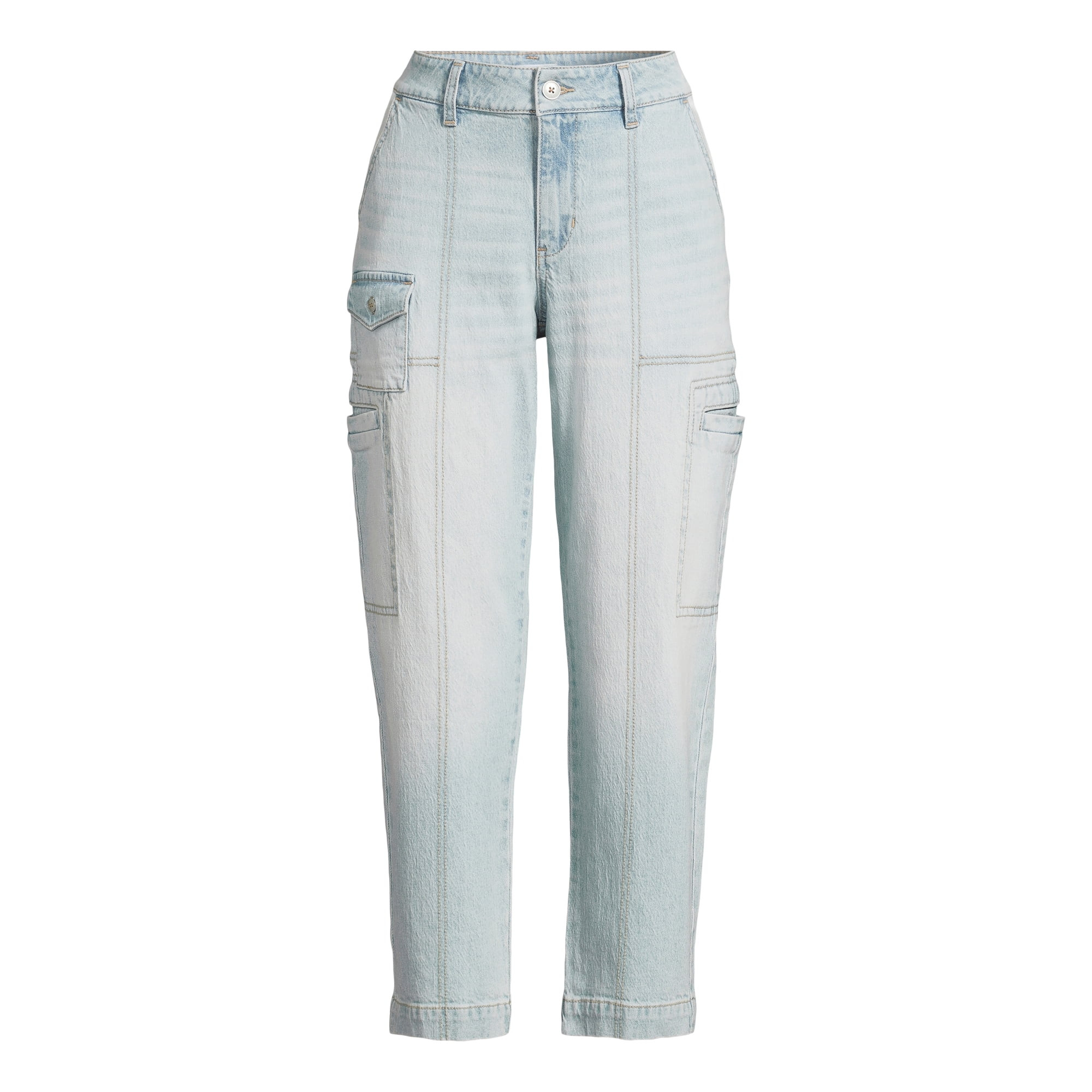 Time and Tru Women's Mid Rise Straight Utility Pants, 27" Inseam, Sizes 2-20 | Walmart (US)