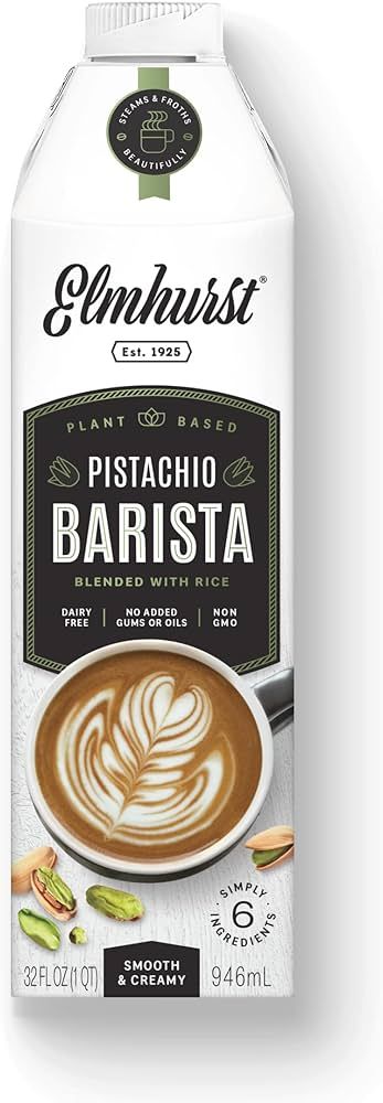 Elmhurst 1925 Barista Edition Pistachio Milk, Plant-Based, Vegan, 32 Ounce (Pack of 6) | Amazon (US)