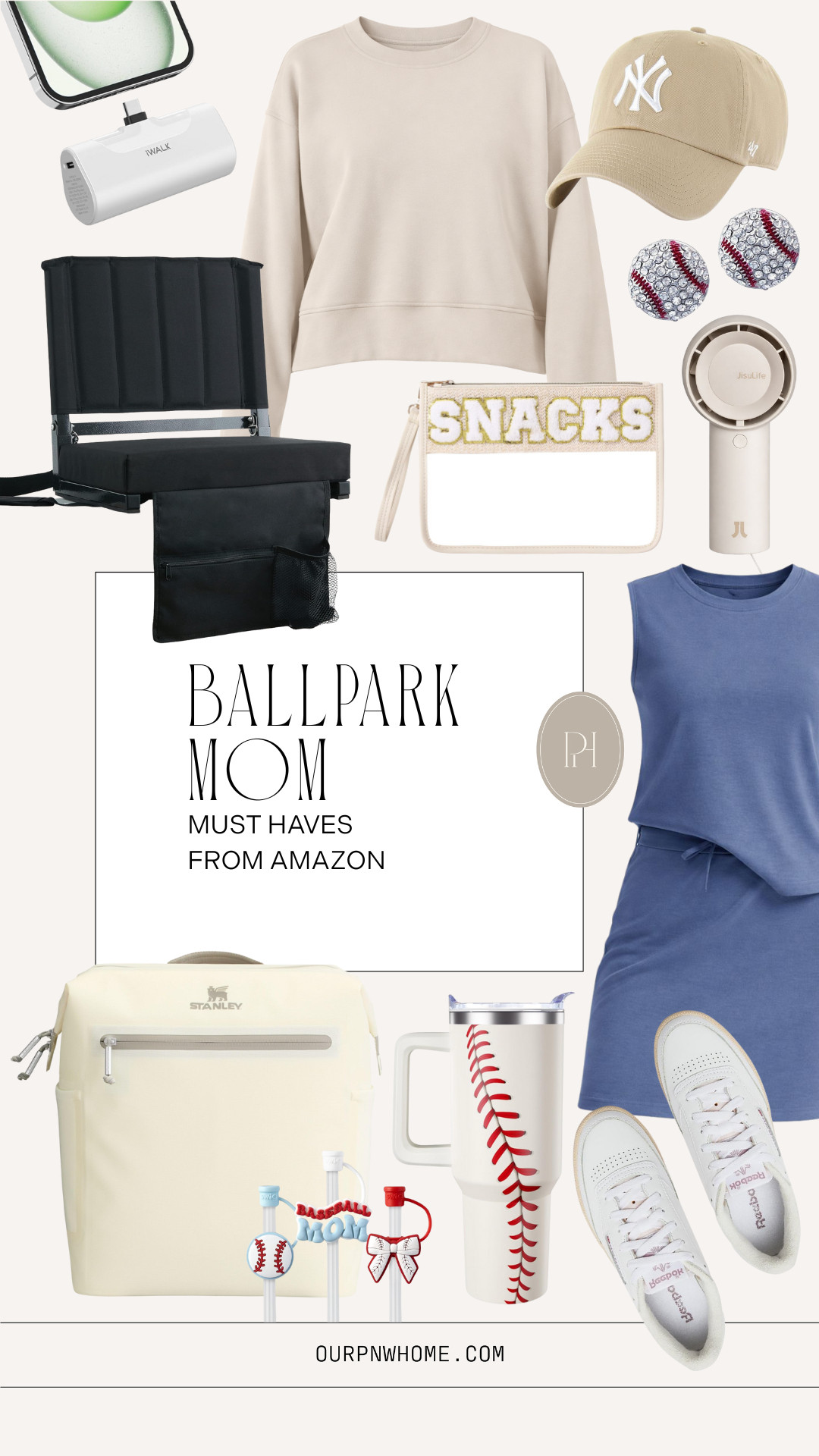 Gear up for spring baseball season with these Amazon essentials for the ballpark mom!

baseball mom, neutral sweatshirt, blue matching set, athleisure, baseball tumbler, white sneakers, tennis shoes, trainers, backpack cooler, handheld fan, baseball earrings, straw toppers, stadium seating, portable charger, neutral baseball cap, snacks bag 

 #LTKdayinmylife #LTKootd #LTKmomlife