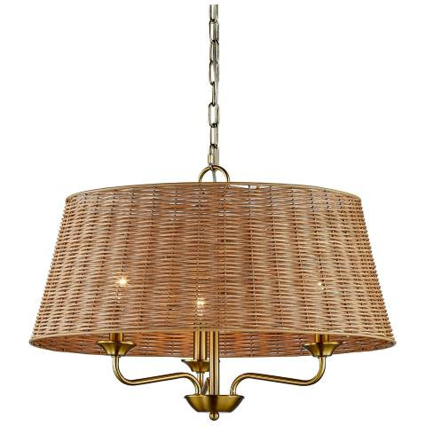 Forty West Jett 22x15.5" Metal and Rattan Pendant | Lamps Plus