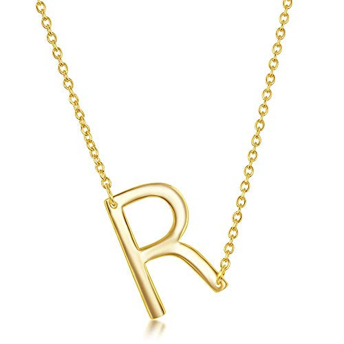 Beaux Bijoux Gold R Necklace Initial - Gold Sideways Initial Necklace - R Necklace for Women - r Necklace Initial - R Letter Necklace for Women - 14k Gold Plated Necklace Initial | Amazon (US)
