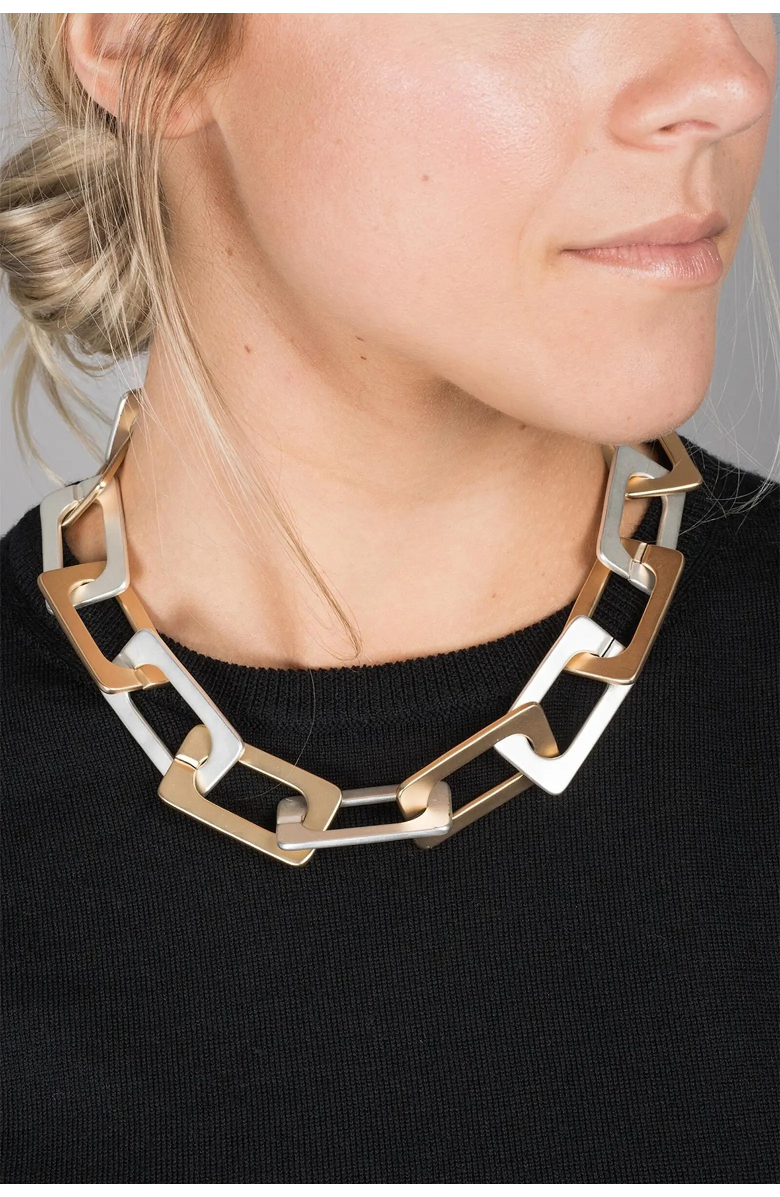 SAACHI Lexington Two-Tone Geometric Link Chain Necklace | Nordstromrack | Nordstrom Rack