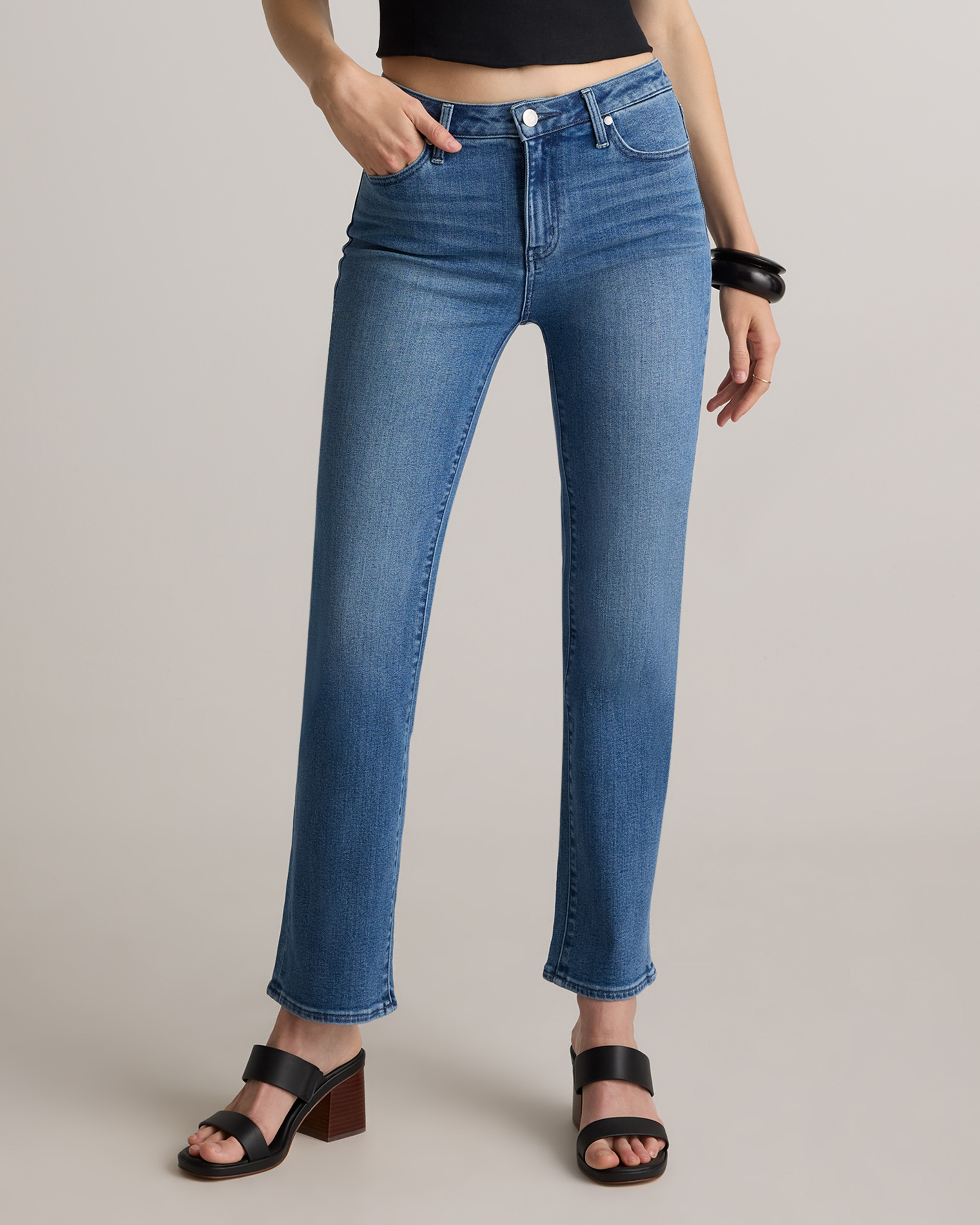 Quince | Women's Bella Stretch Straight Jeans in Seaside Blue, Size 28, Organic Cotton | Quince