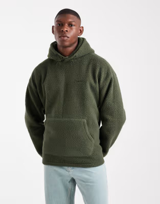 Levi's tonal logo borg hoodie in dark green | ASOS (Global)