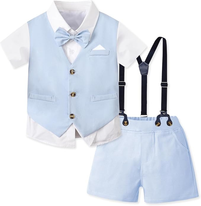 SANGTREE Baby Boys Vest Short Sleeved Gentleman Sets 3 Months - 6 Years | Amazon (US)
