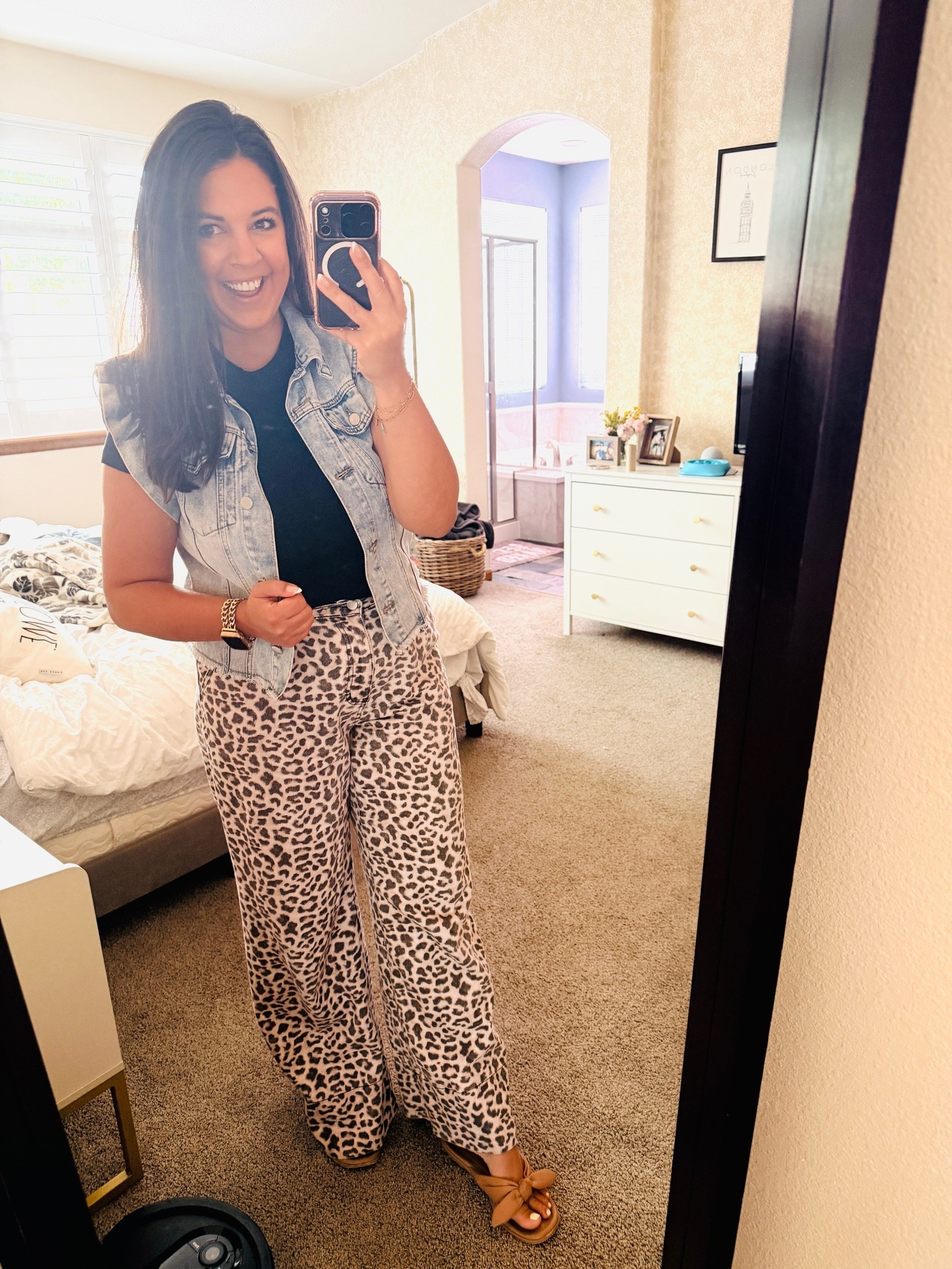 This vest is so easy to throw on to elevate your outfit. And the ruffle sleeves are to die for! 

I am wearing my typical size large in the vest and the pants. 

The pants I took out the wide hem they were sent in to be a length I prefer, which was no problem at all. I’m 5’6”

#LTKootd #LTKMidsize