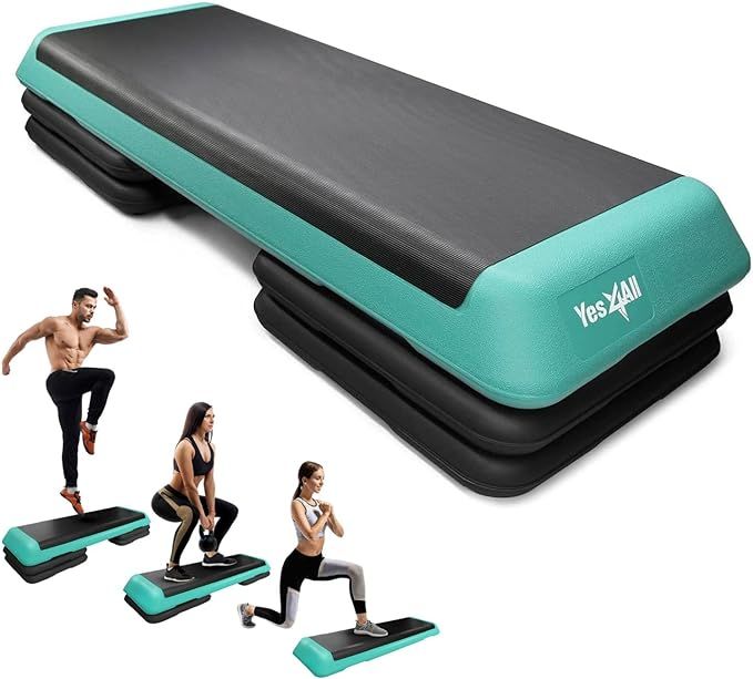Yes4All Adjustable Workout Aerobic Exercise Step Platform Health Club Size with 4 Adjustable Rise... | Amazon (US)