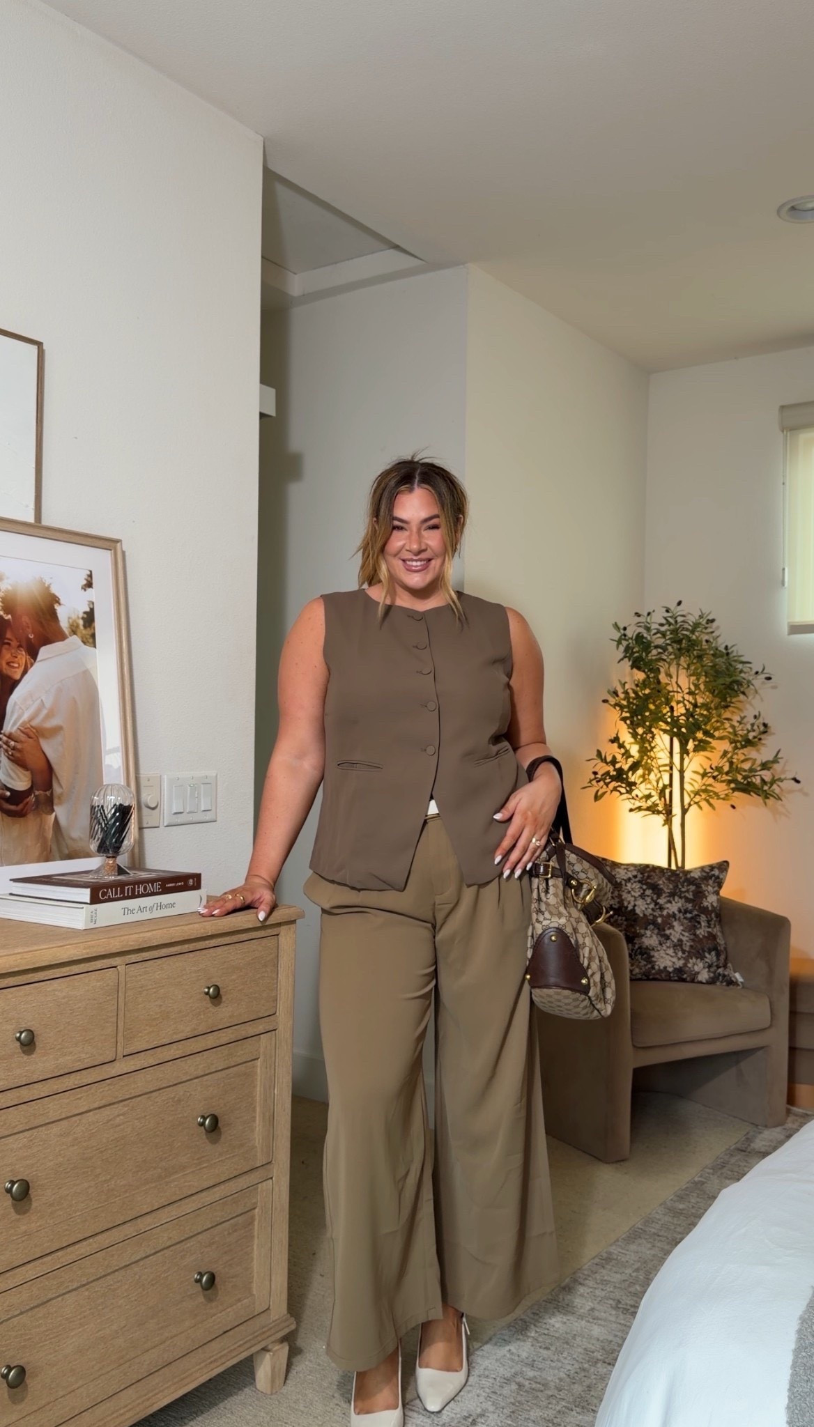 Love a monochromatic outfit! Wearing an xxl in both this top and trouser pants 🤎

#LTKWorkwear #LTKMidsize