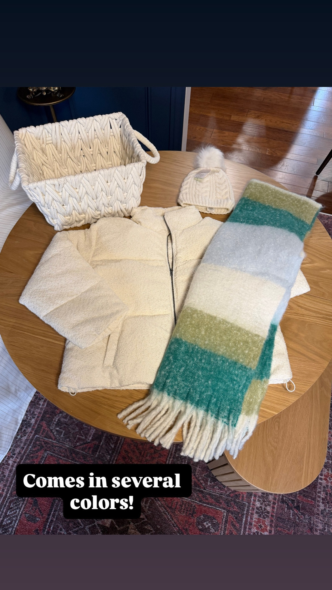 This darling & so soft puffer coat is so cute with this color block blanket scarf & hat! Add them all to that woven basket for the perfect gift for her!

#LTKFindsUnder50 #LTKGiftGuide #LTKHoliday