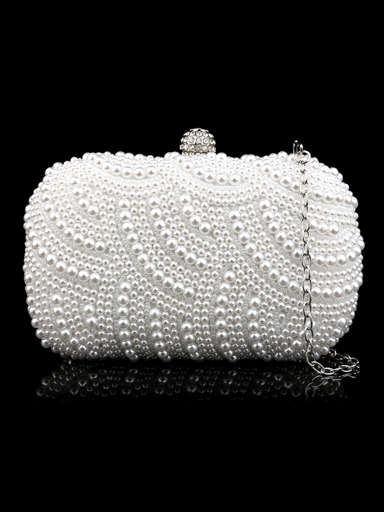 Women's Pearl Clutch Bag, Bride Purse For Wedding Party Events, Shoulder Purse With Removable Met... | SHEIN