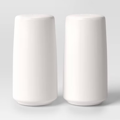 2pc Stoneware Salt and Pepper Shaker White - Threshold™: Hand Wash, 3.5" Height, 1.75" Width, T... | Target