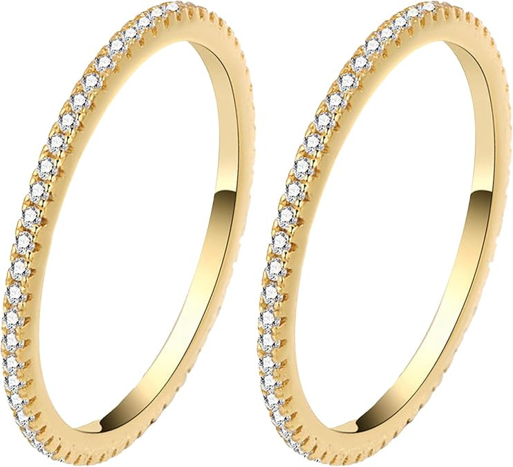 2-Pack 14K Gold Plated Stacking Rings for Oura Ring Gen 5/4/3 | Amazon (US)