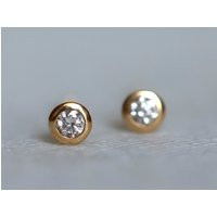 Round Diamond Stud Earrings - Gold 9K/14K/18K Classic Elegant Studs Timeless Jewelry Accessories | Etsy (US)